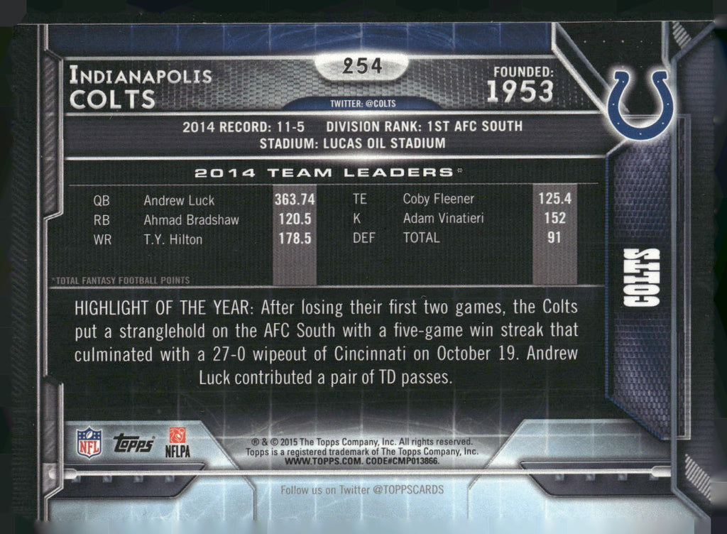 2015 Topps #254 Indianapolis Colts