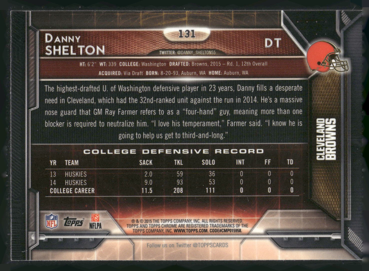 2015 Topps Chrome #131 Danny Shelton