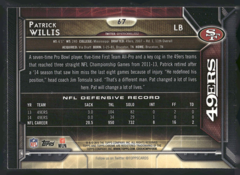 2015 Topps Chrome #67 Patrick Willis