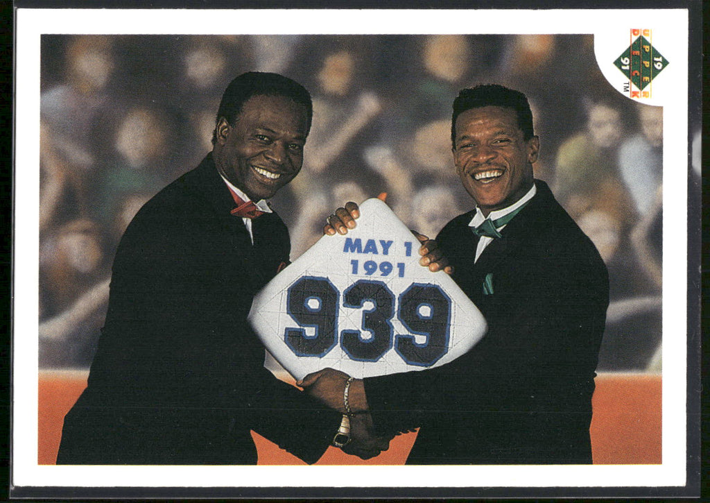 1991 Upper Deck #636 Stolen Base Leaders (Lou Brock / Rickey Henderson)