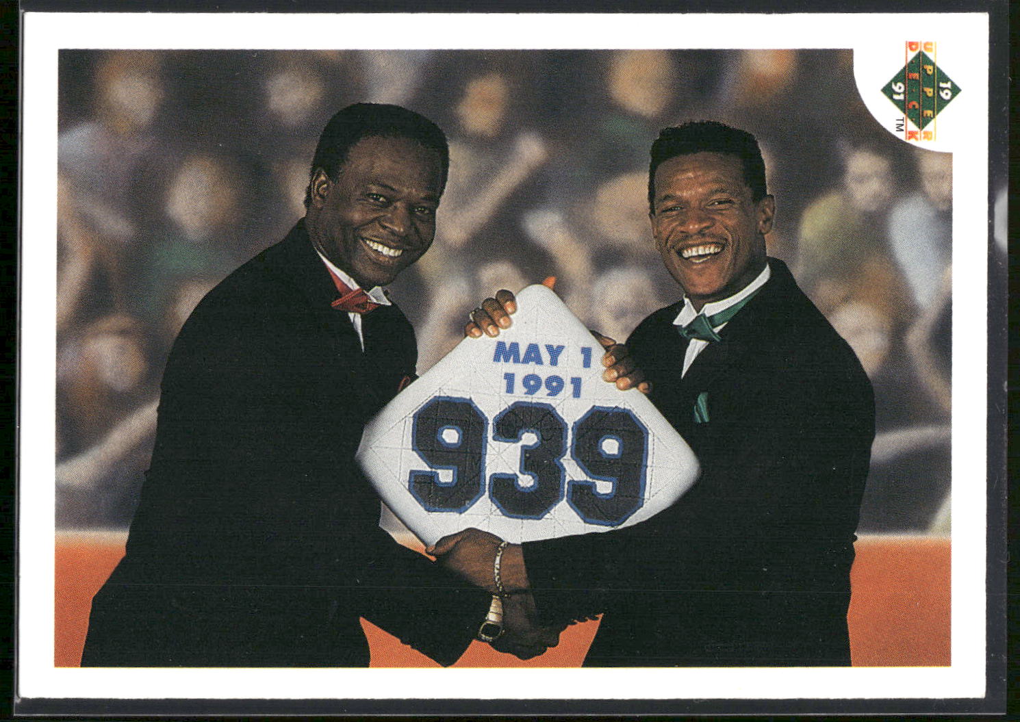 1991 Upper Deck #636 Stolen Base Leaders (Lou Brock / Rickey Henderson)