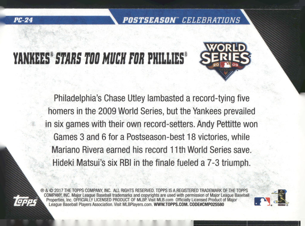 2017 Topps Update #PC-24 New York Yankees Postseason Celebrations
