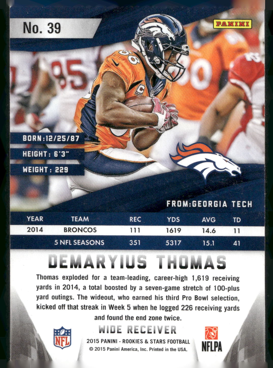 2015 Panini Rookies & Stars #39 Demaryius Thomas