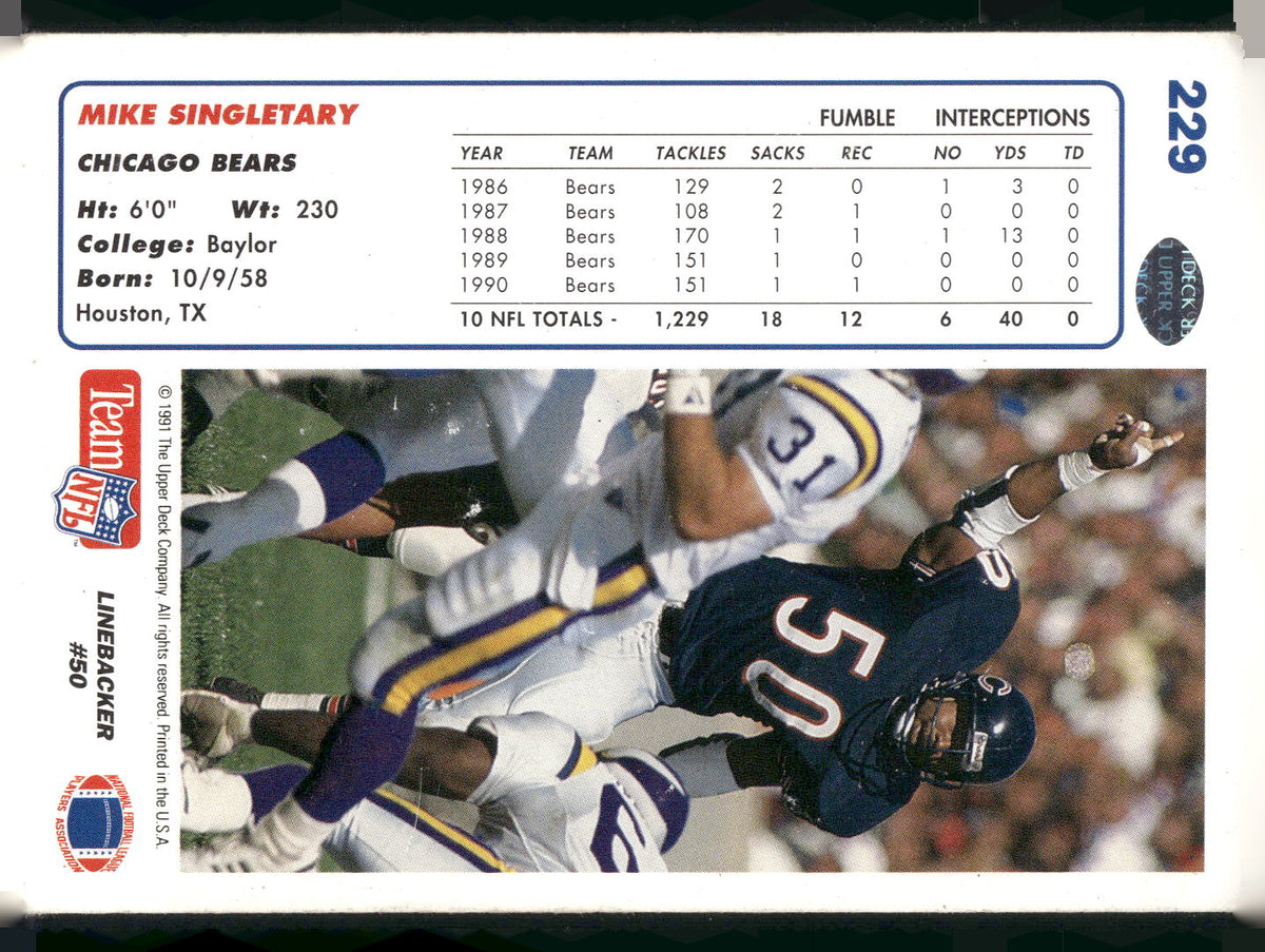 1991 Upper Deck #229 Mike Singletary