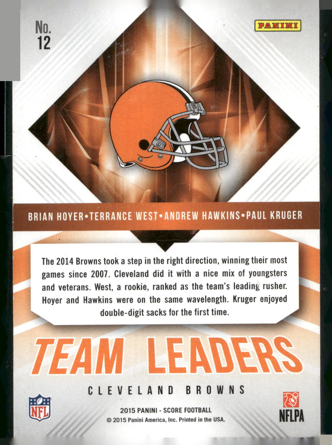 2015 Score #12 Andrew Hawkins / Brian Hoyer / Paul Kruger / Terrance Gold