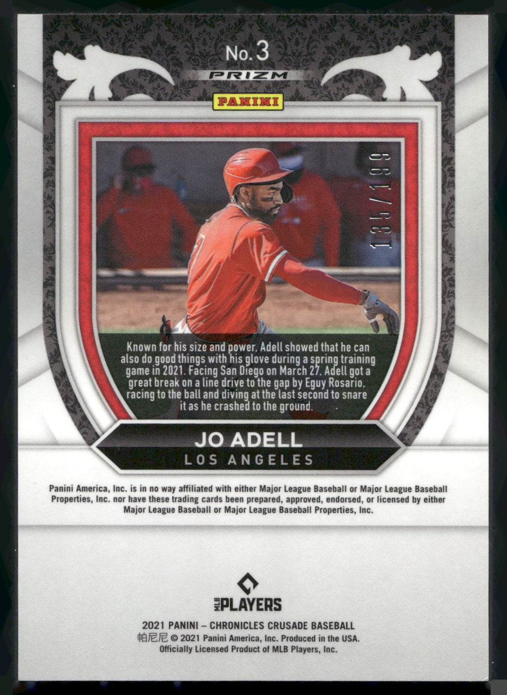 2021 Panini Chronicles #3 Jo Adell Crusade Ruby Wave #/199