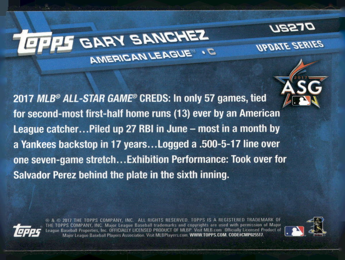 2017 Topps Update #US270 Gary Sanchez