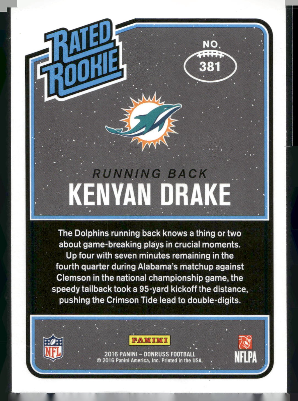 2016 Donruss #381 Kenyan Drake