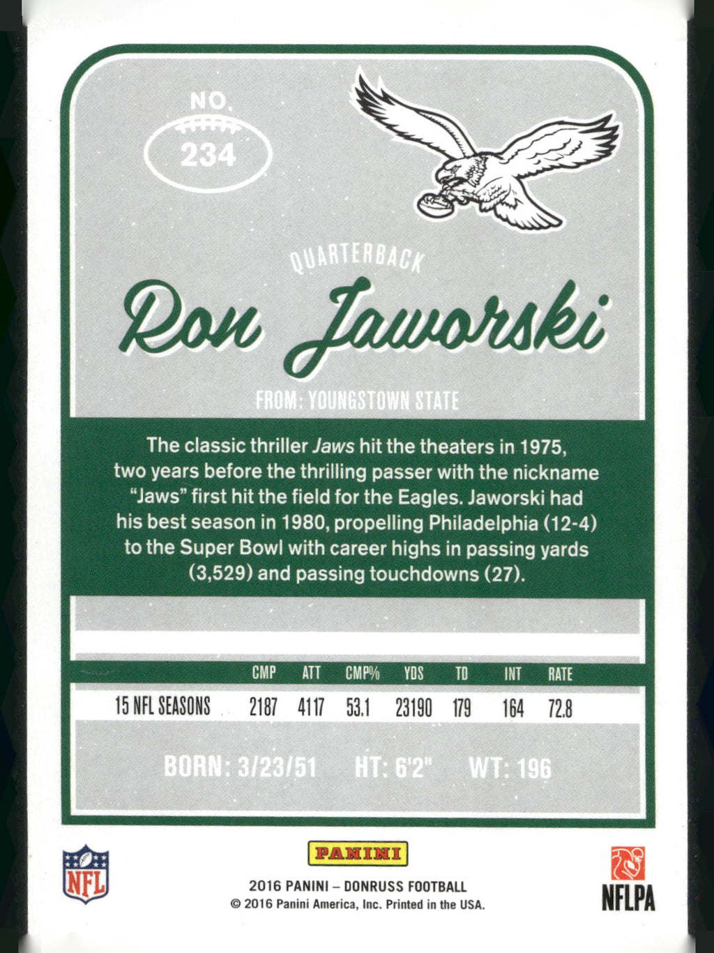 2016 Donruss #234 Ron Jaworski