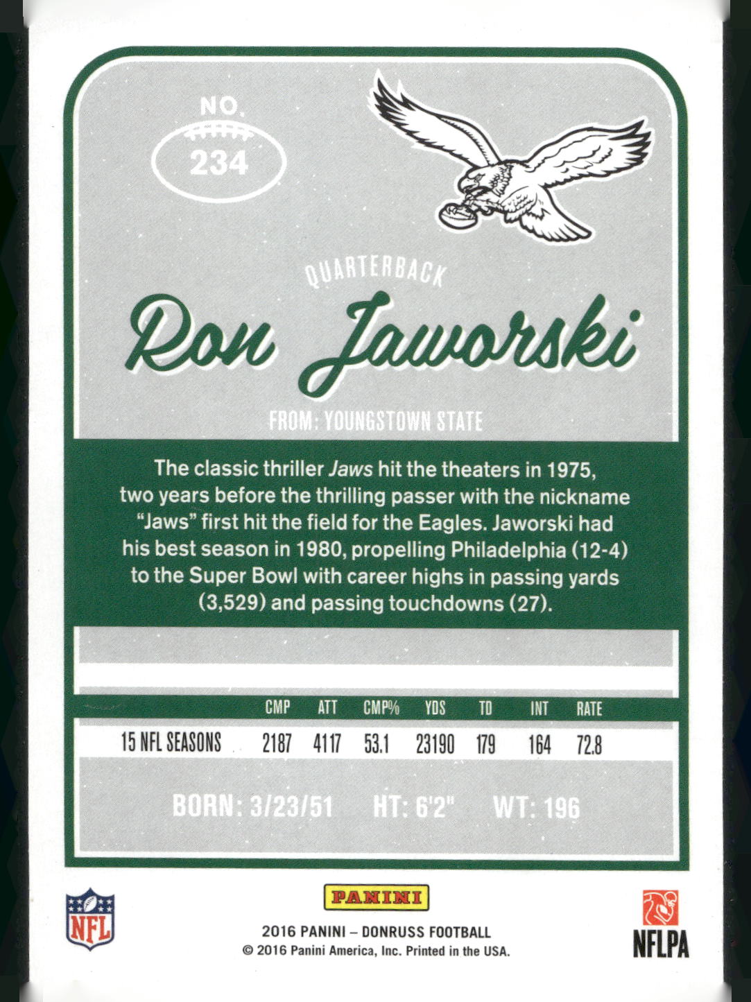 2016 Donruss #234 Ron Jaworski