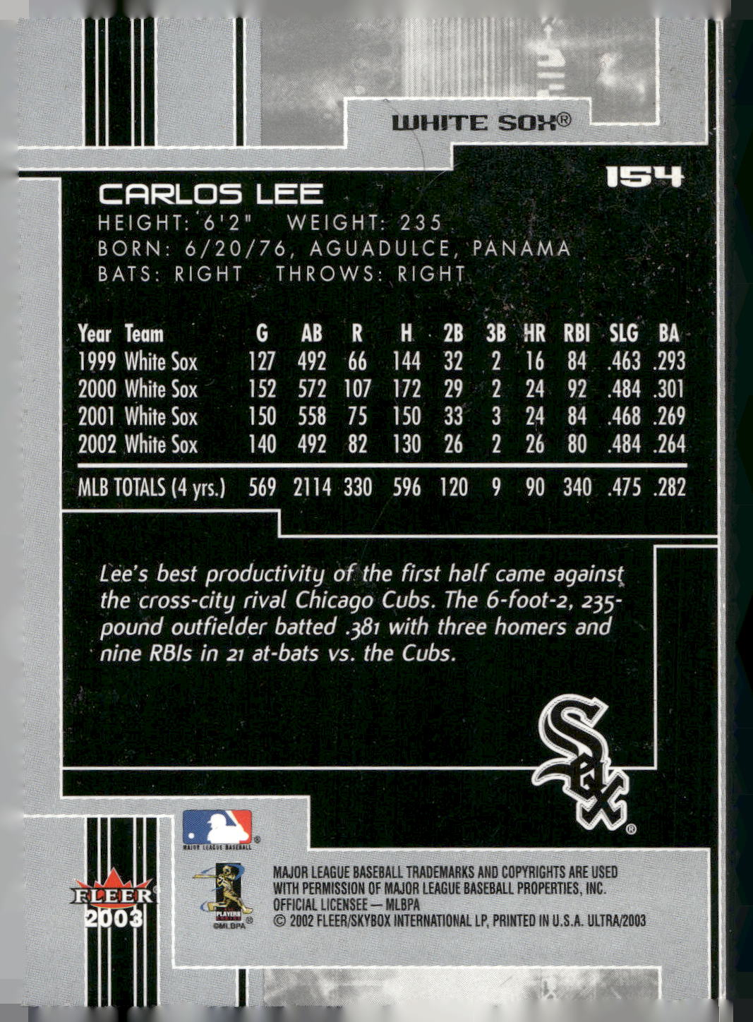 2003 Ultra #154 Carlos Lee