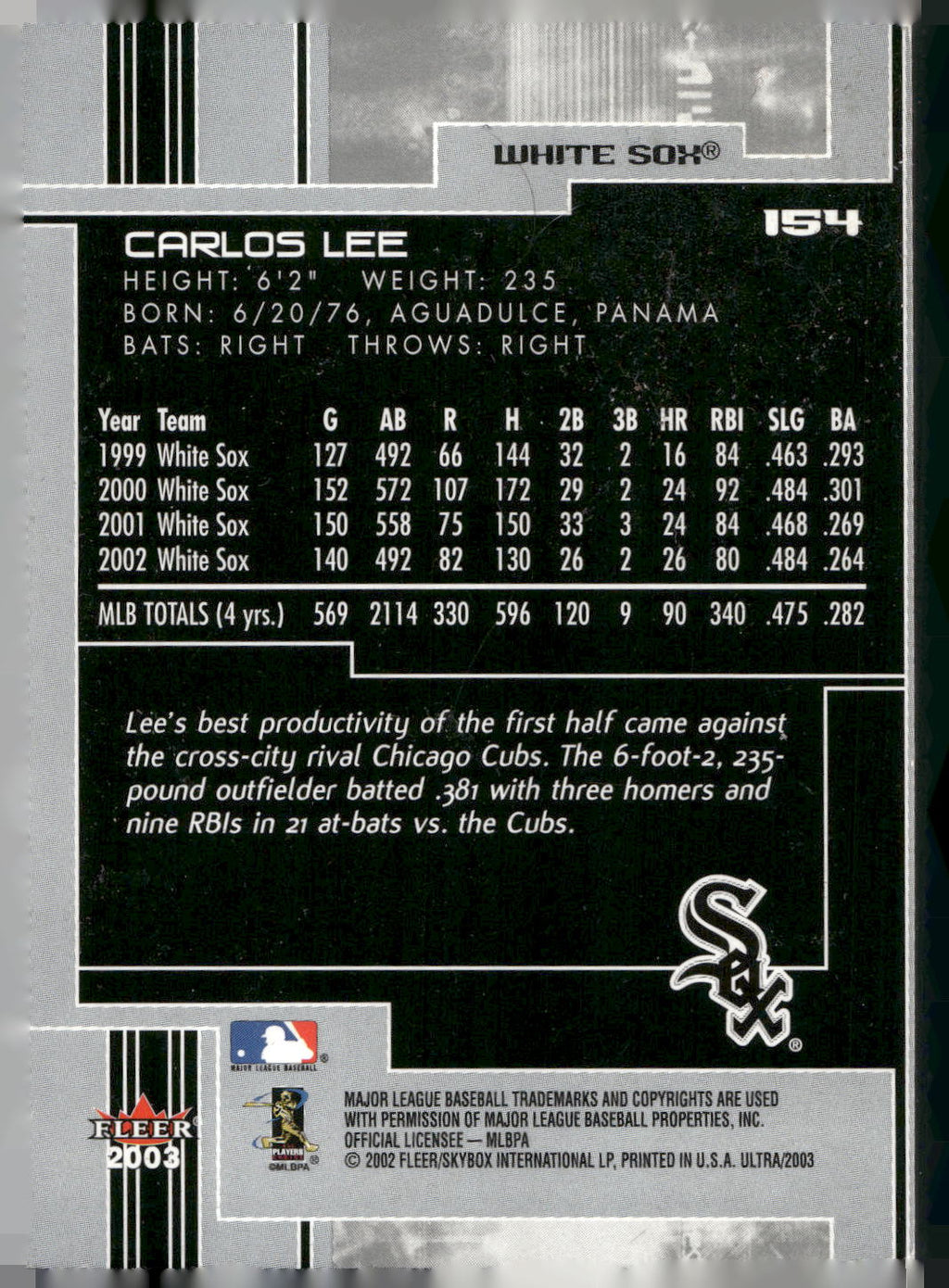 2003 Ultra #154 Carlos Lee