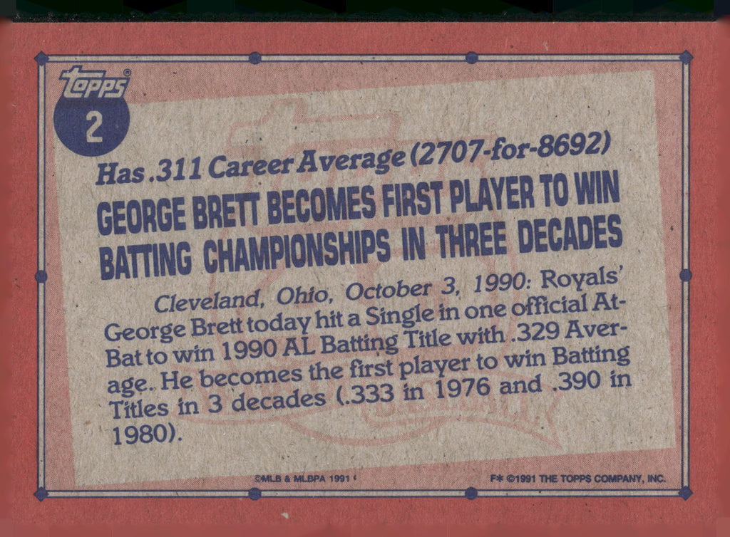 1991 Topps #2 George Brett