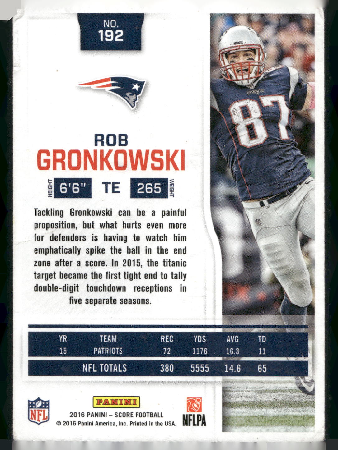 2016 Score #192 Rob Gronkowski