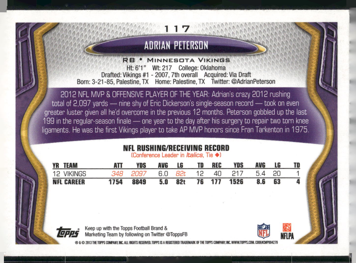2013 Topps #117 Adrian Peterson