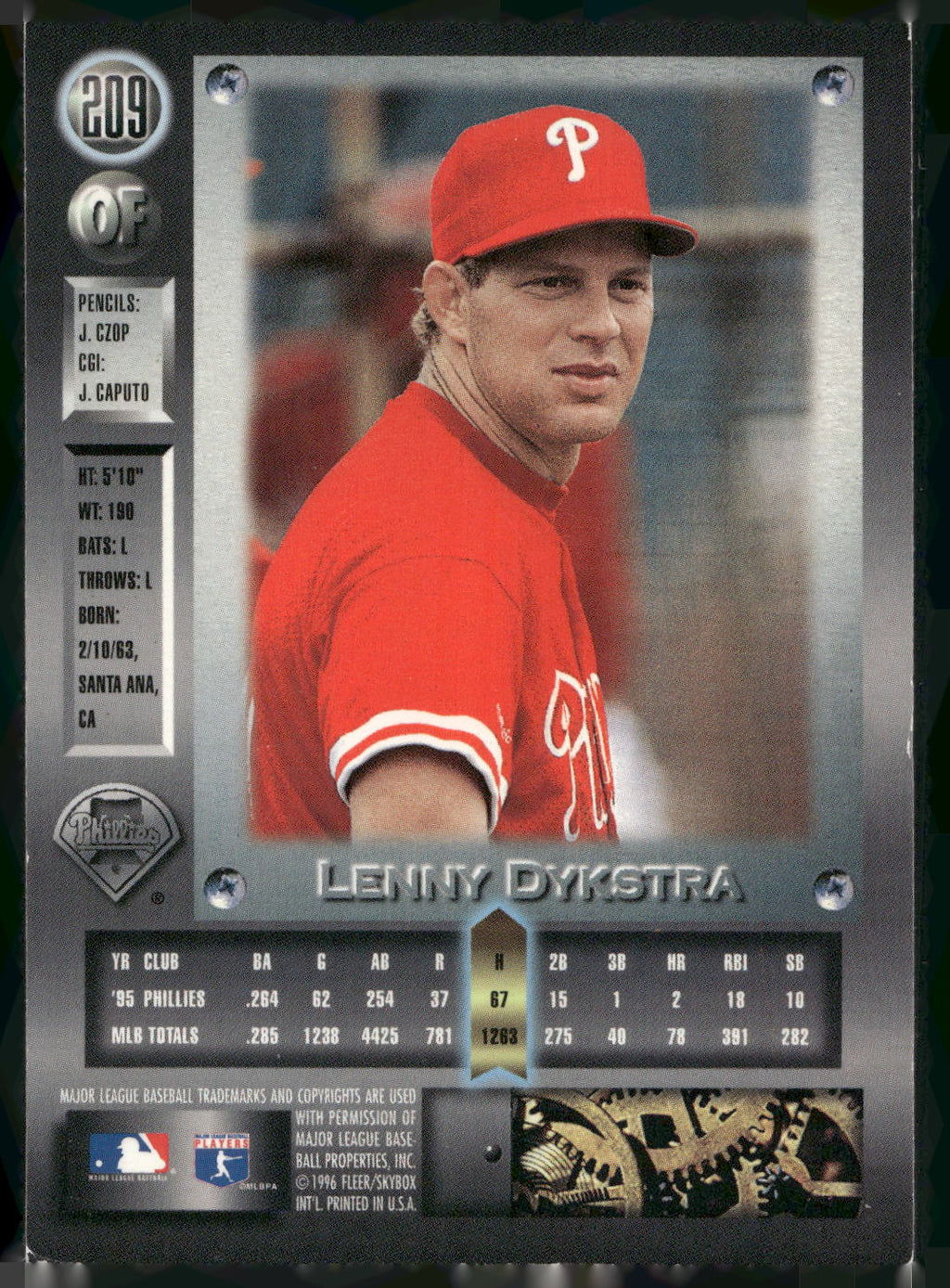 1996 Metal Universe #209 Lenny Dykstra