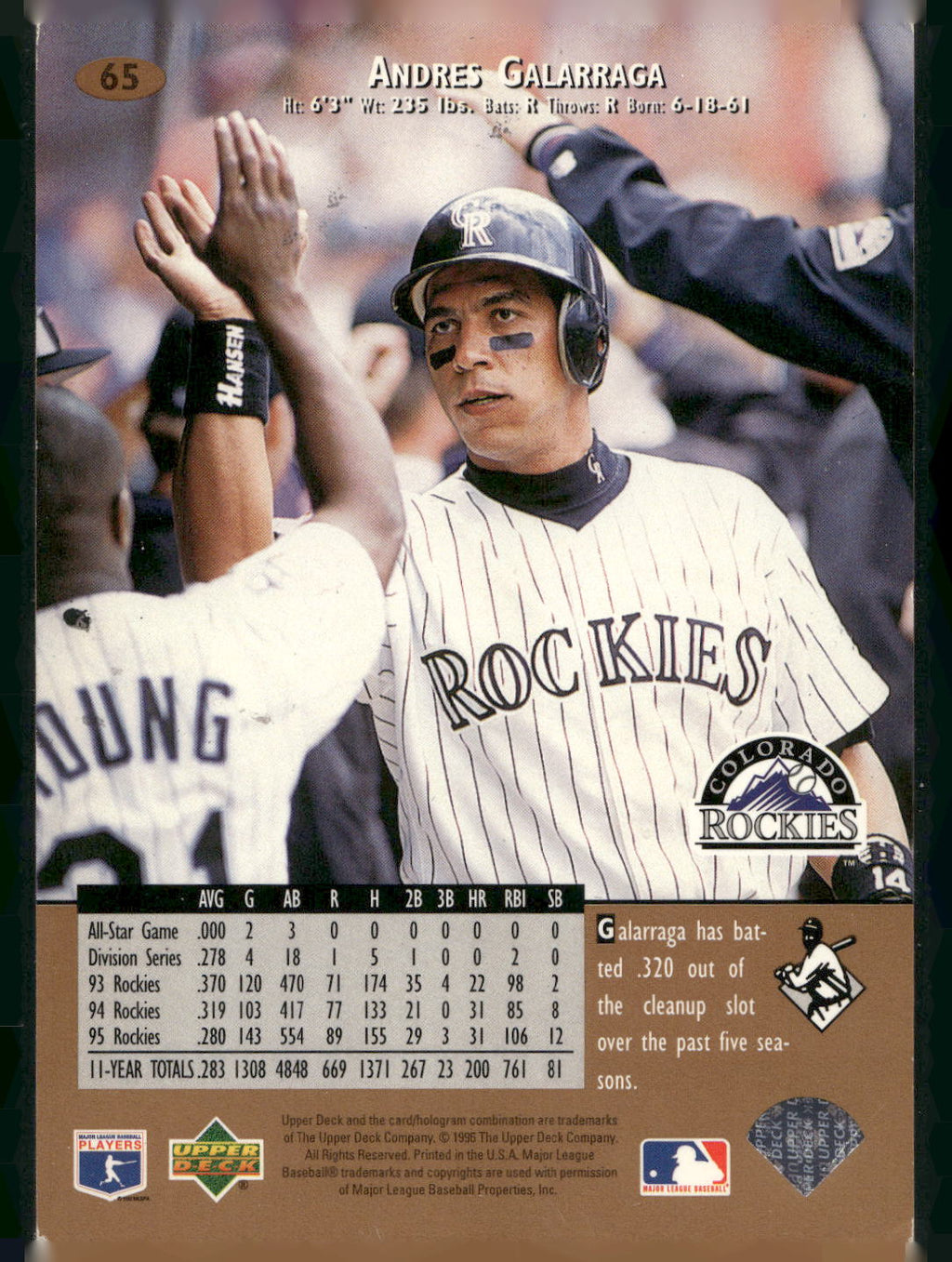 1996 Upper Deck #65 Andres Galarraga
