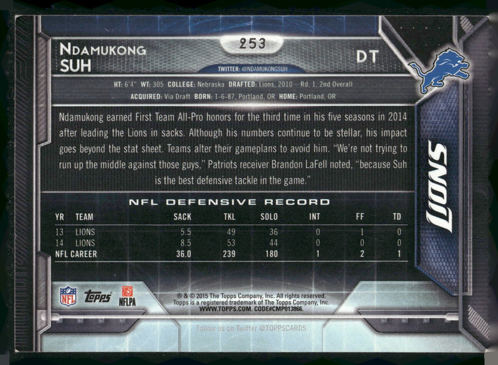 2015 Topps #253 Ndamukong Suh
