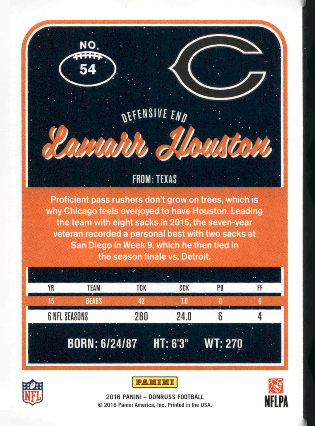 2016 Donruss #54 Lamarr Houston