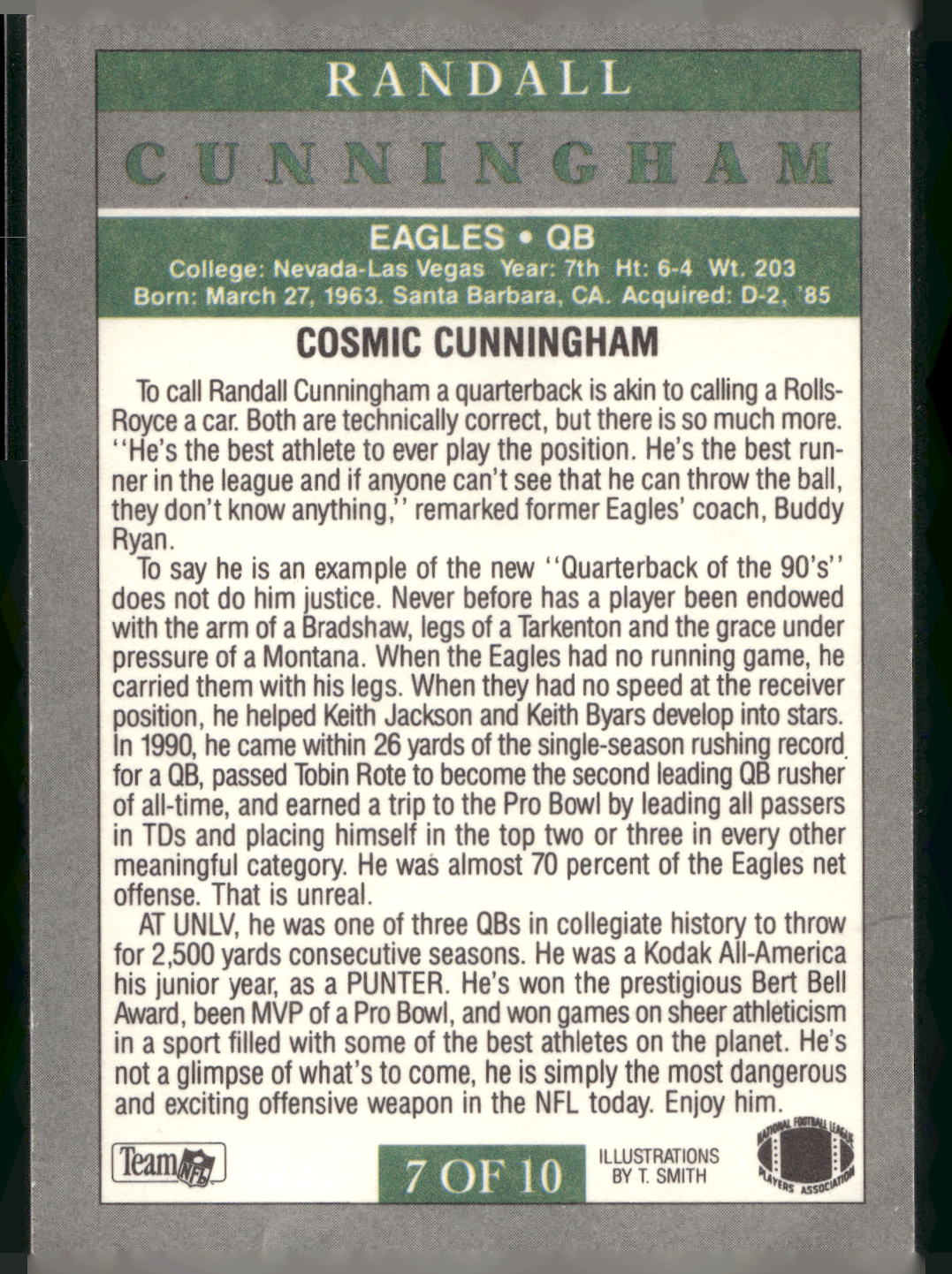 1991 Fleer #7 Randall Cunningham Pro-Visions