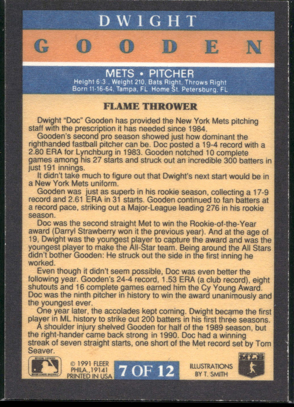1991 Fleer #7 Dwight Gooden Pro-Visions