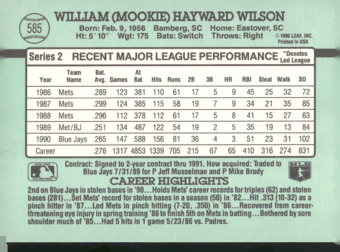 1991 Donruss #585 Mookie Wilson