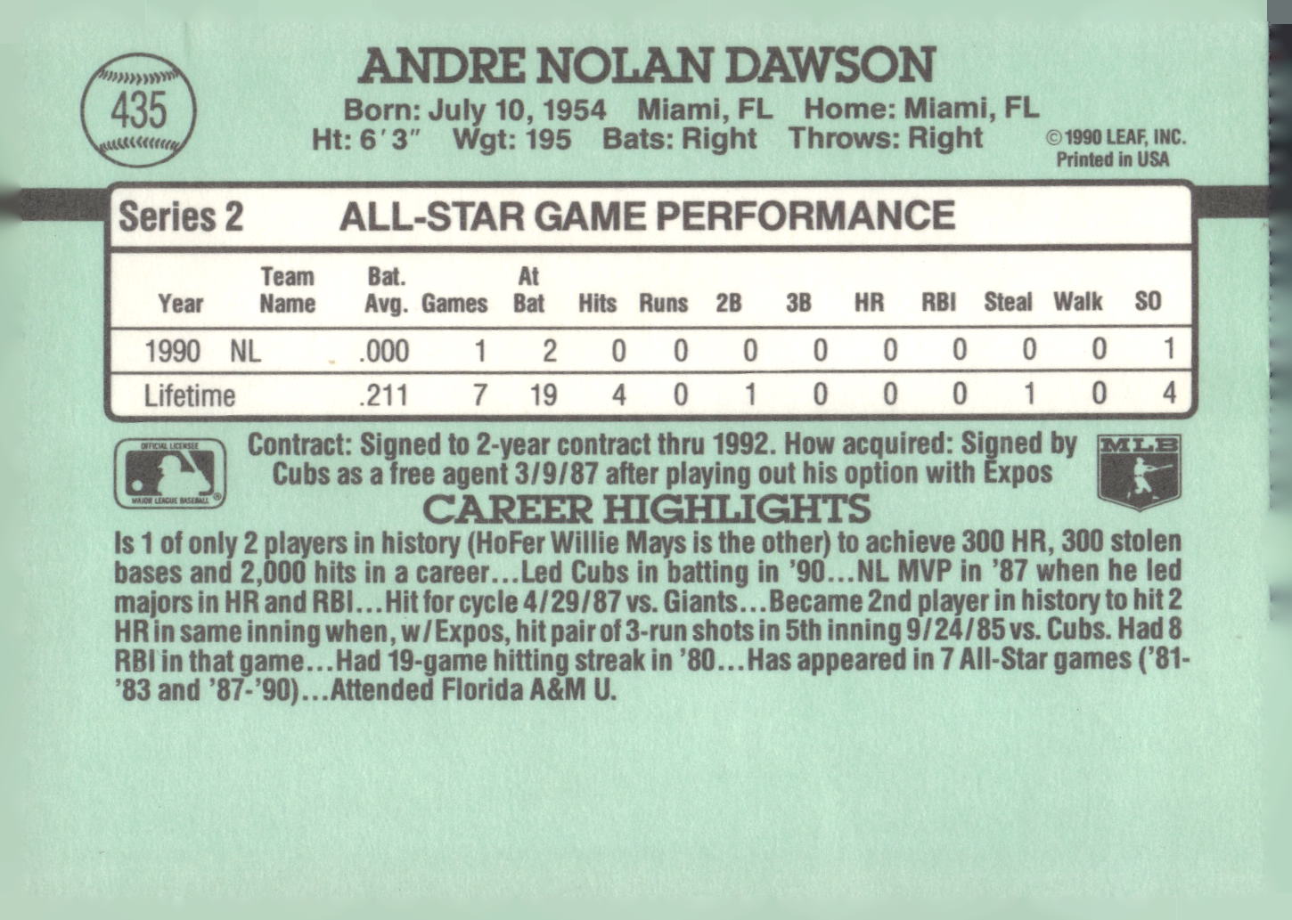 1991 Donruss #435 Andre Dawson
