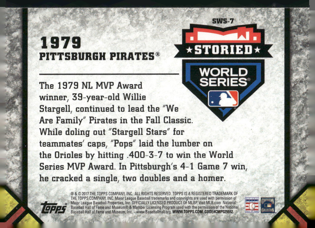 2017 Topps Update #SWS-7 1979 Pittsburgh Pirates Storied World Series