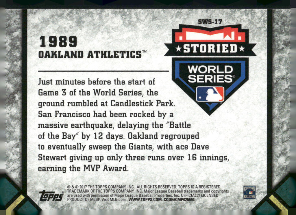 2017 Topps Update #SWS-17 1989 Oakland Athletics Storied World Series Blue #/500
