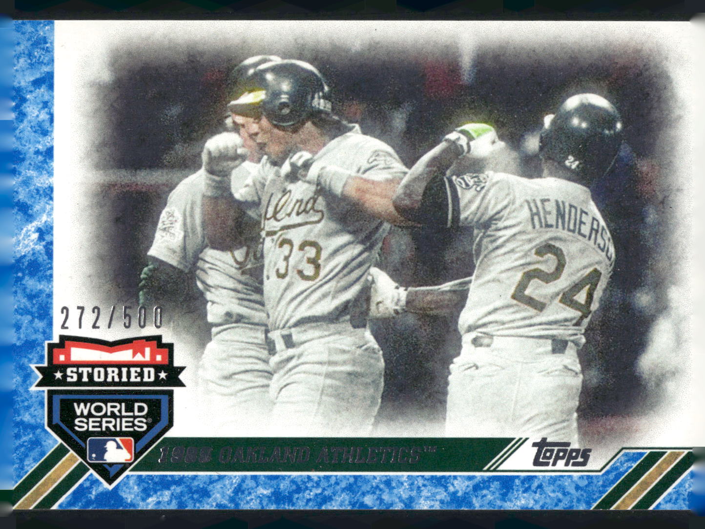 2017 Topps Update #SWS-17 1989 Oakland Athletics Storied World Series Blue #/500