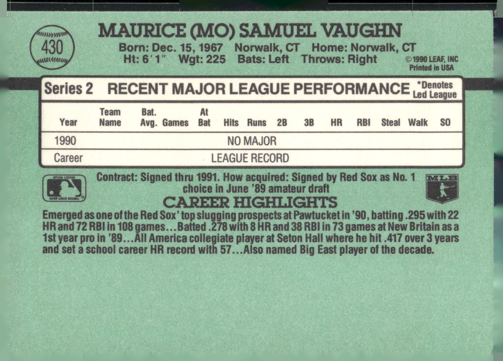 1991 Donruss #430 Mo Vaughn