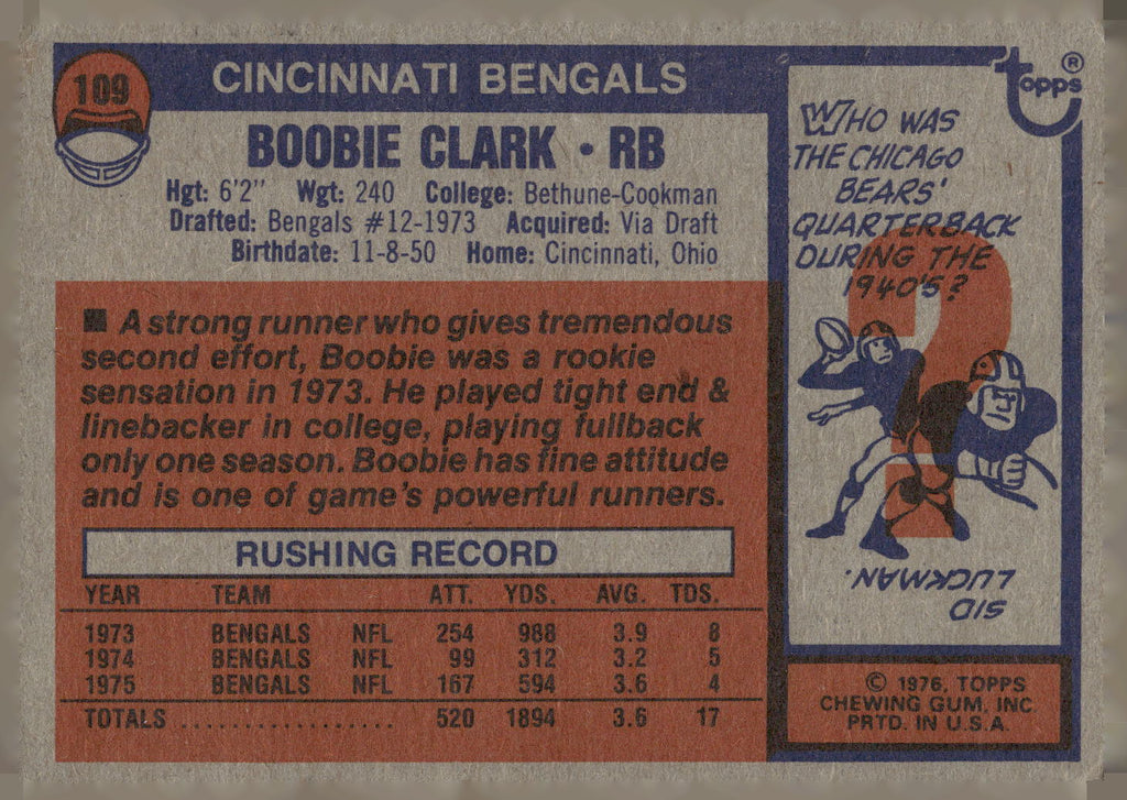 1976 Topps #109 Boobie Clark