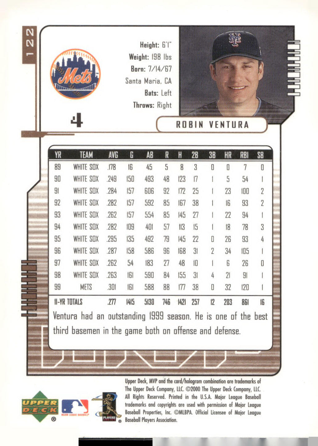 2000 Upper Deck MVP #122 Robin Ventura
