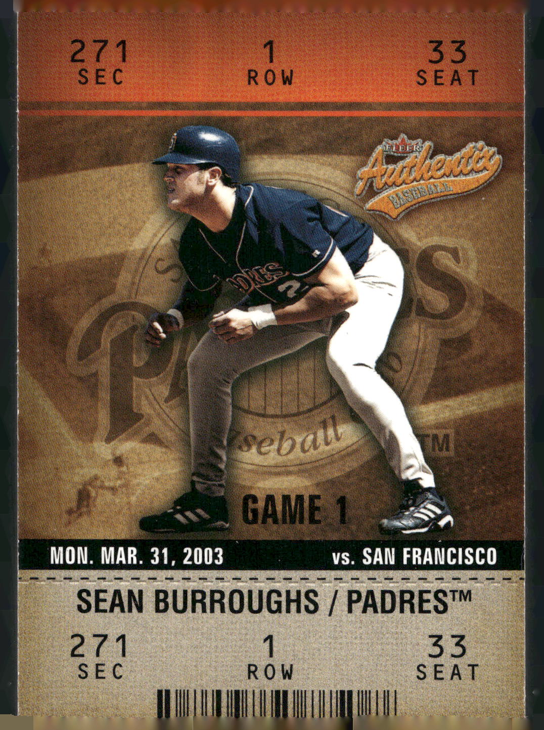 2003 Fleer Authentix #25 Sean Burroughs