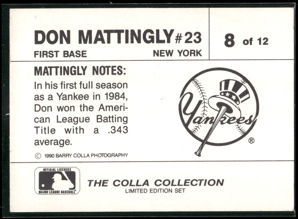 1990 The Colla Collection Limited Edition Don Mattingly #8 Don Mattingly