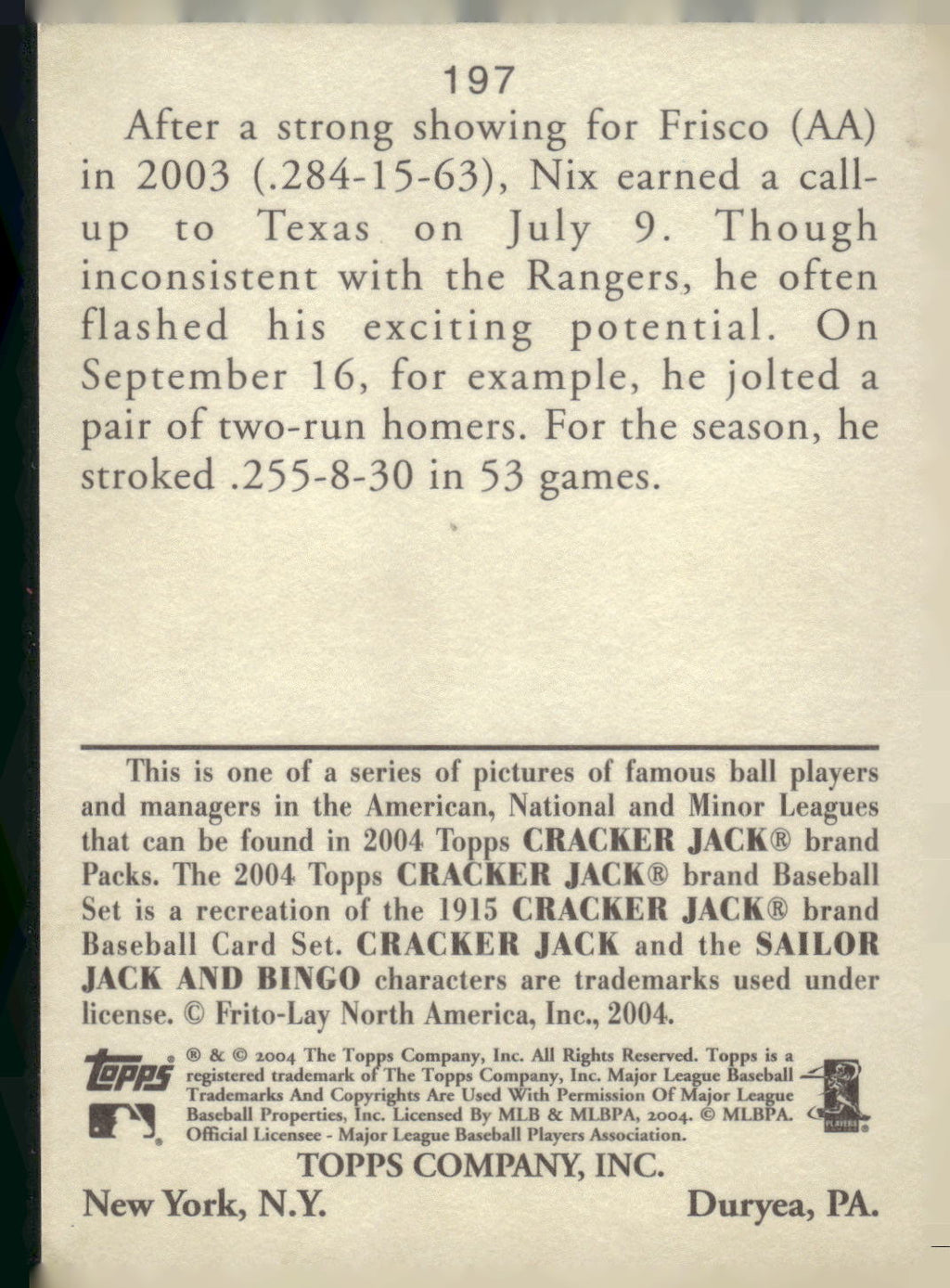 2004 Topps Cracker Jack #197 Laynce Nix