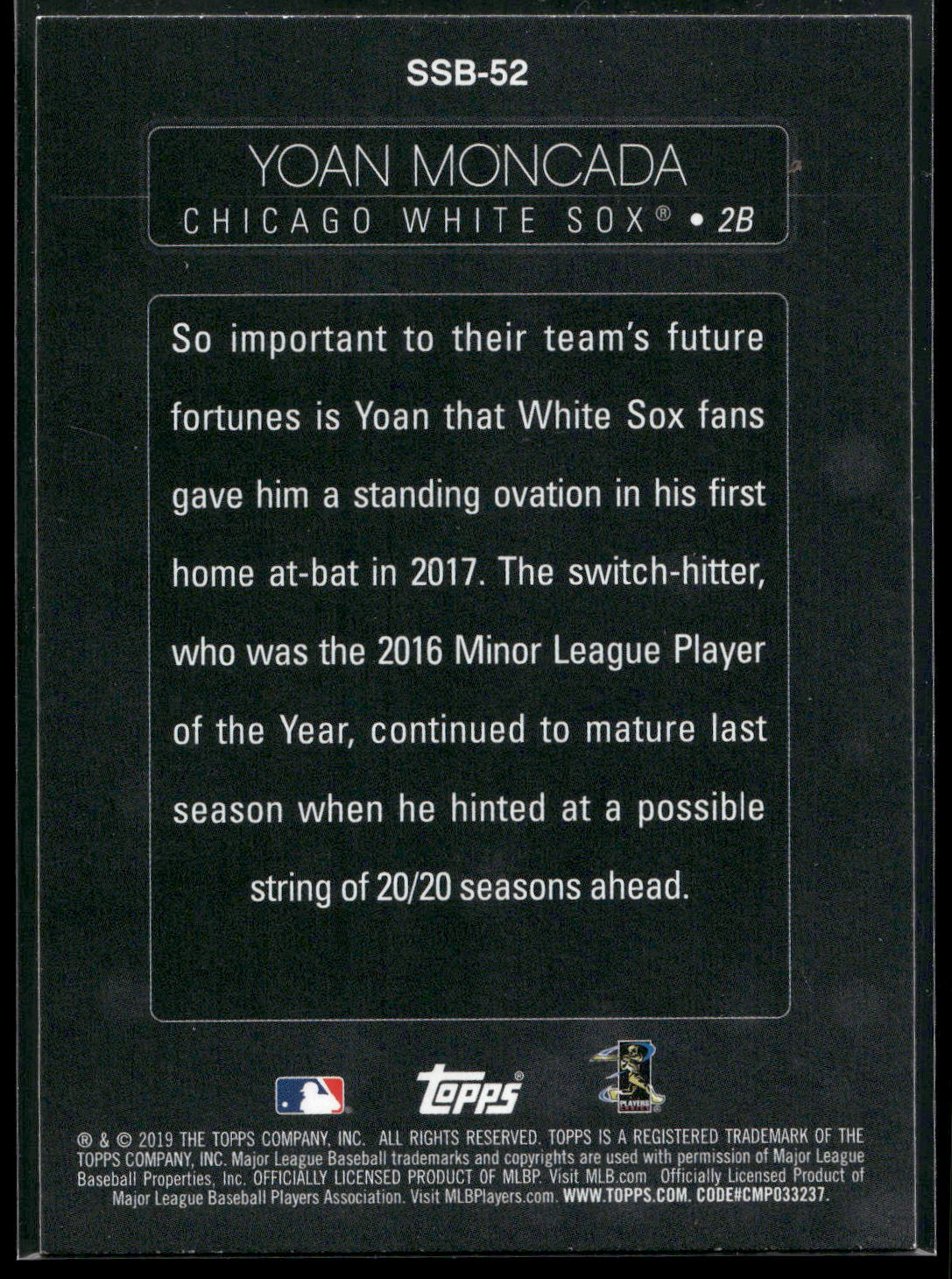 2019 Topps #SSB-52 Yoan Moncada Stars of the Game