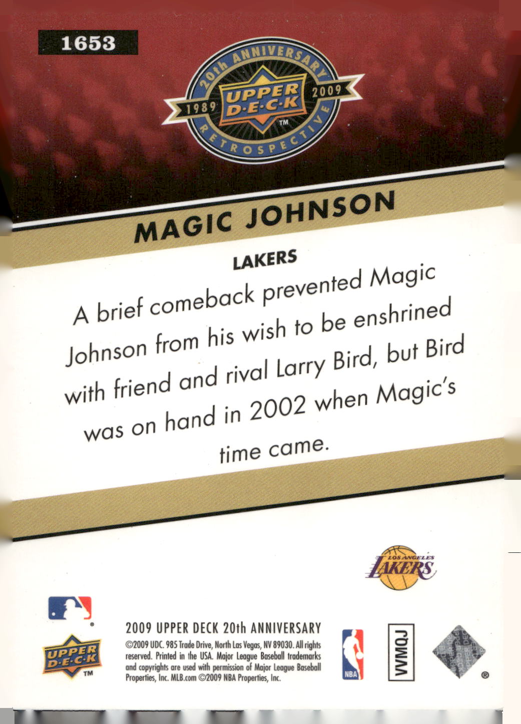 2009 Upper Deck 20th Anniversary #1653 Magic Johnson