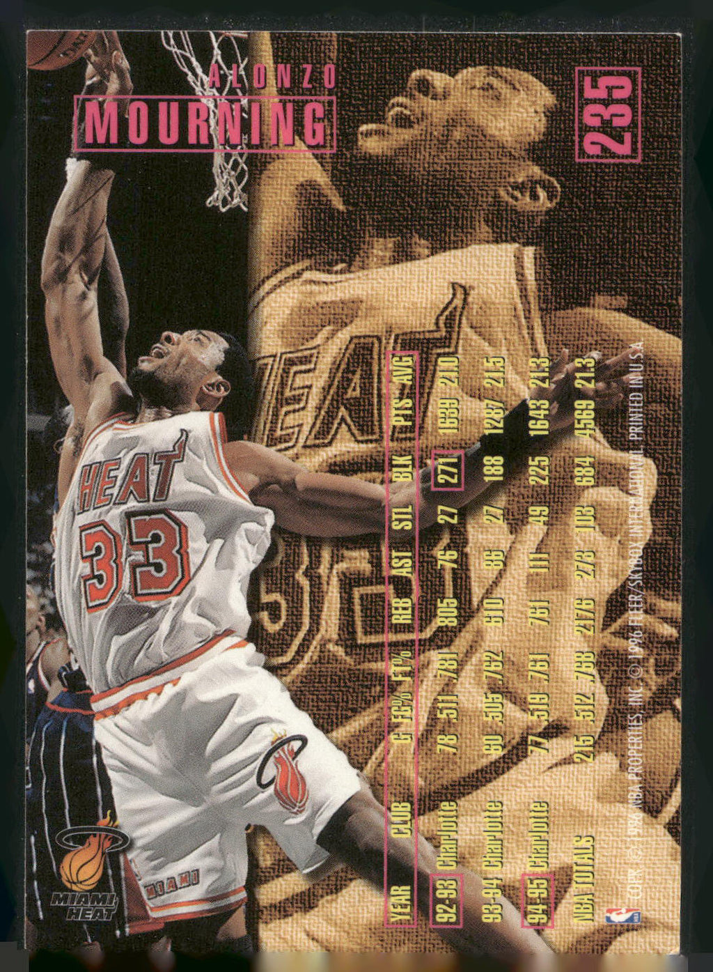 1995-96 Fleer #235 Alonzo Mourning