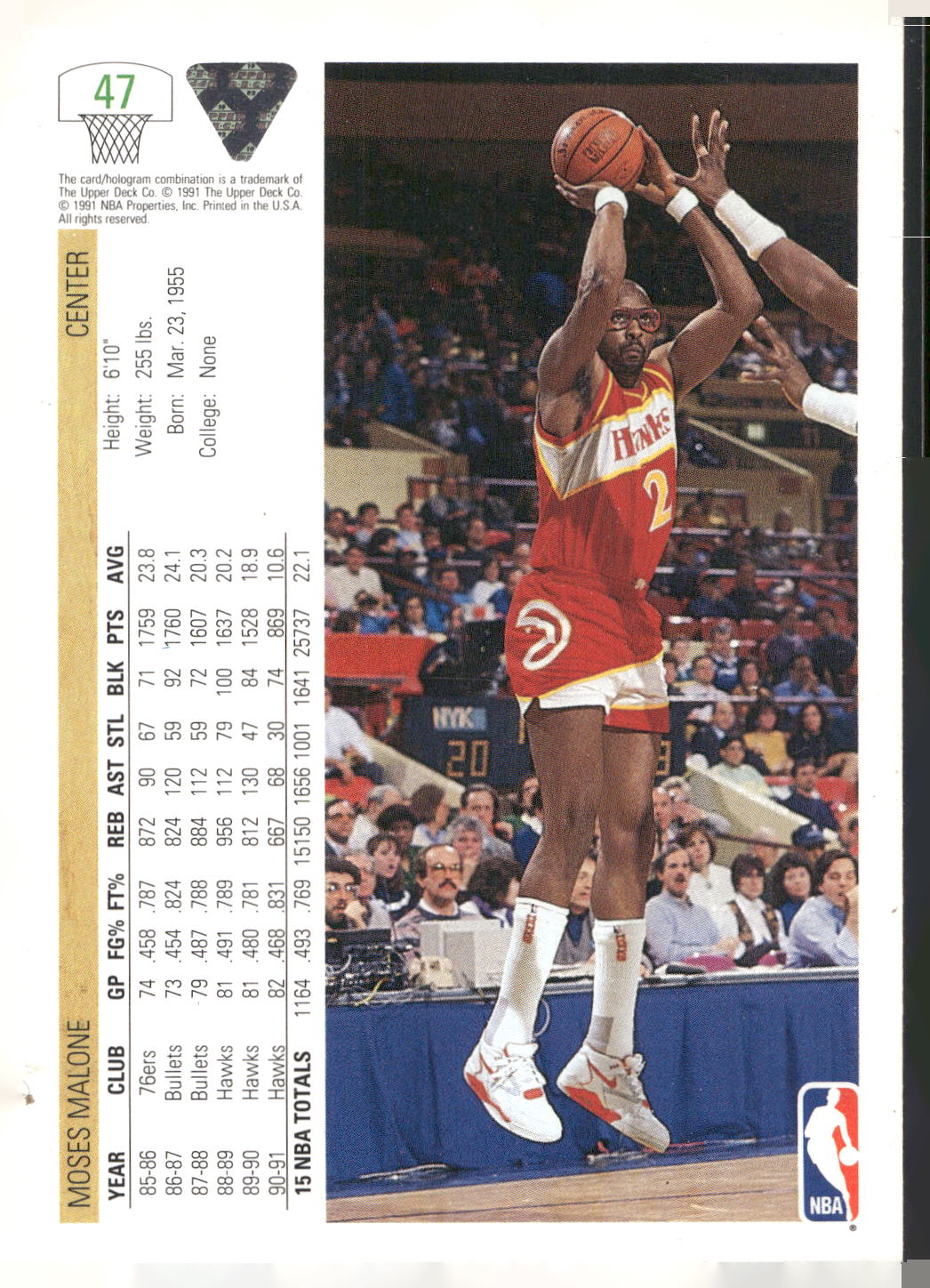 1991-92 Upper Deck #47 Moses Malone