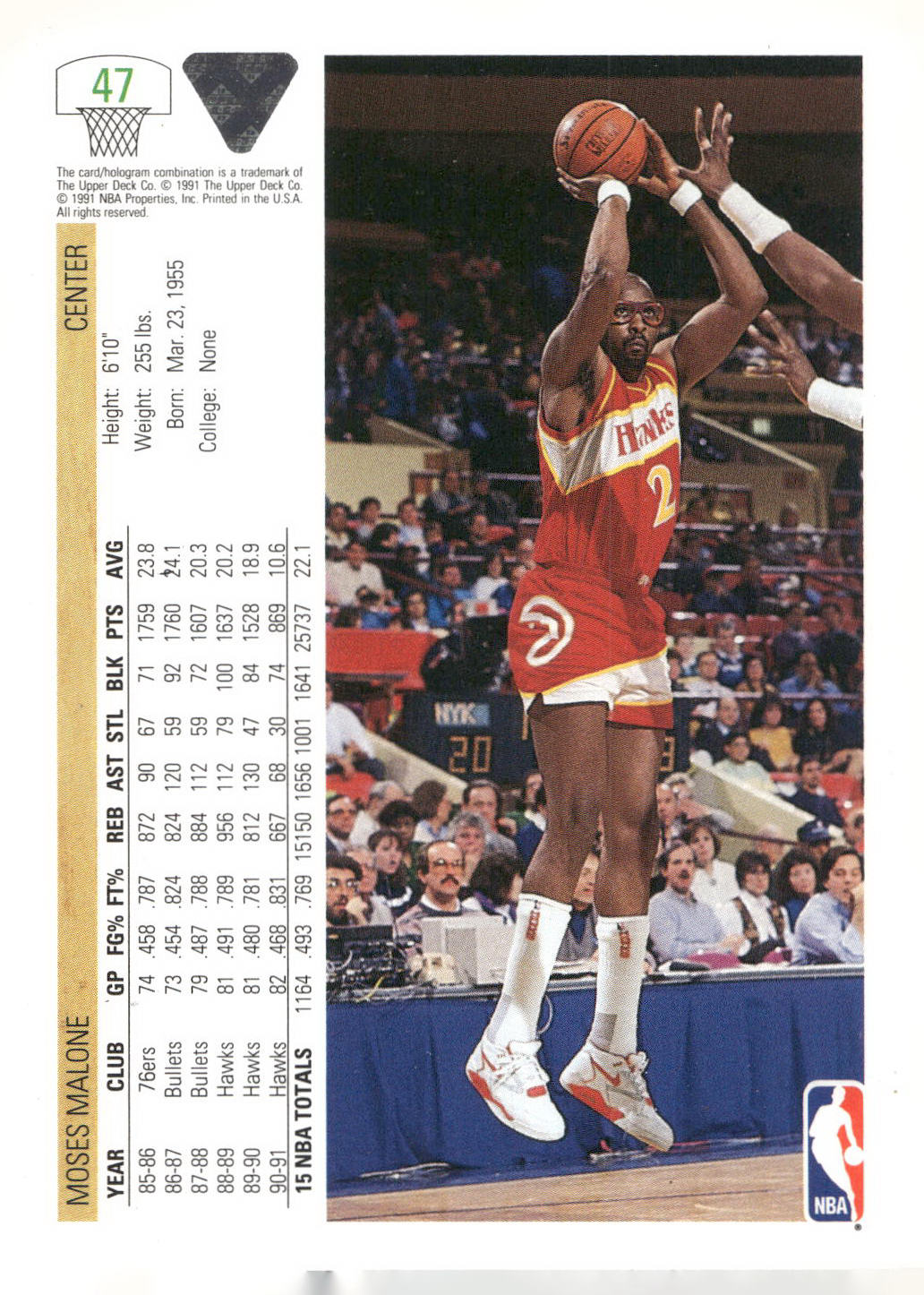 1991-92 Upper Deck #47 Moses Malone
