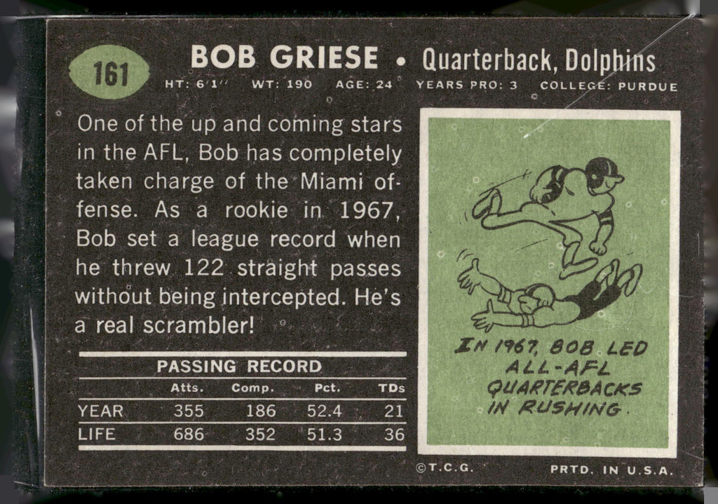 1969 Topps #161 Bob Griese