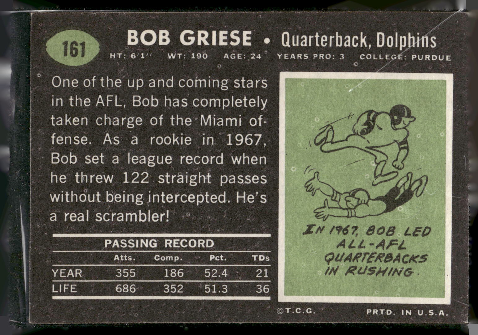 1969 Topps #161 Bob Griese