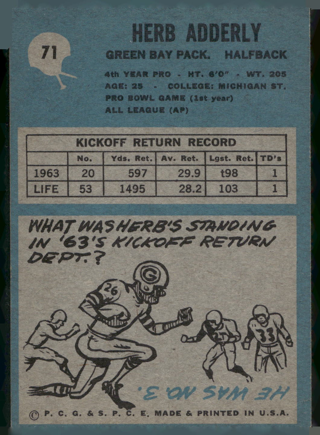 1964 Philadelphia #71 Herb Adderley