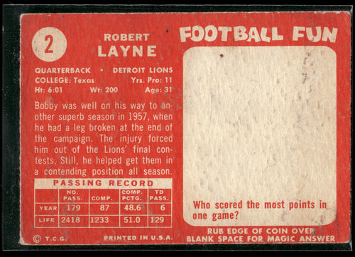 1958 Topps #2 Bobby Layne