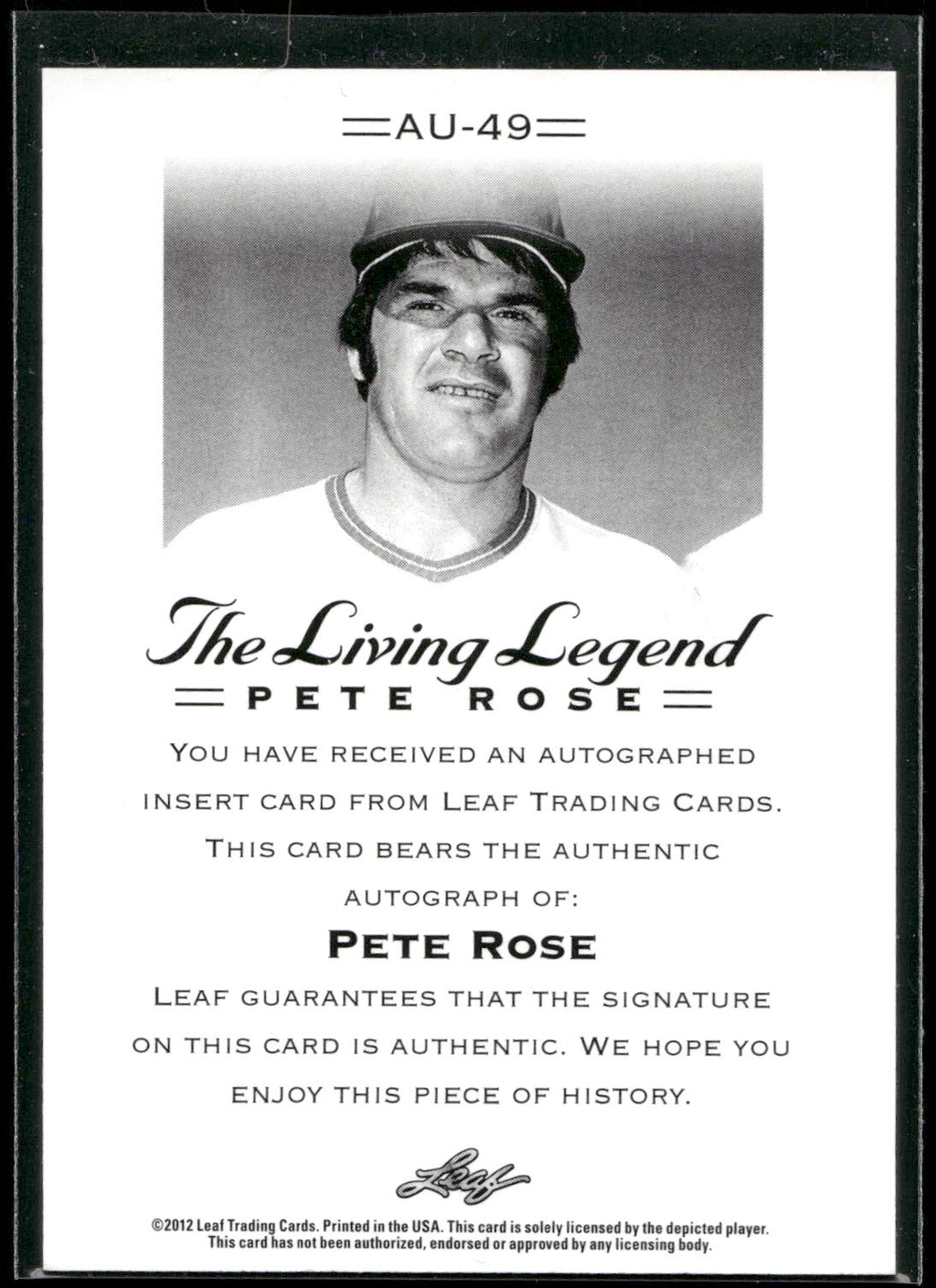 2012 Leaf Pete Rose The Living Legend #AU-49 Pete Rose Autographs