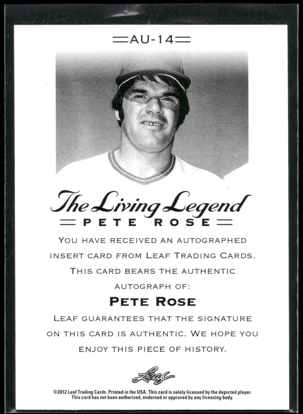 2012 Leaf Pete Rose The Living Legend #AU-14 Pete Rose Autographs