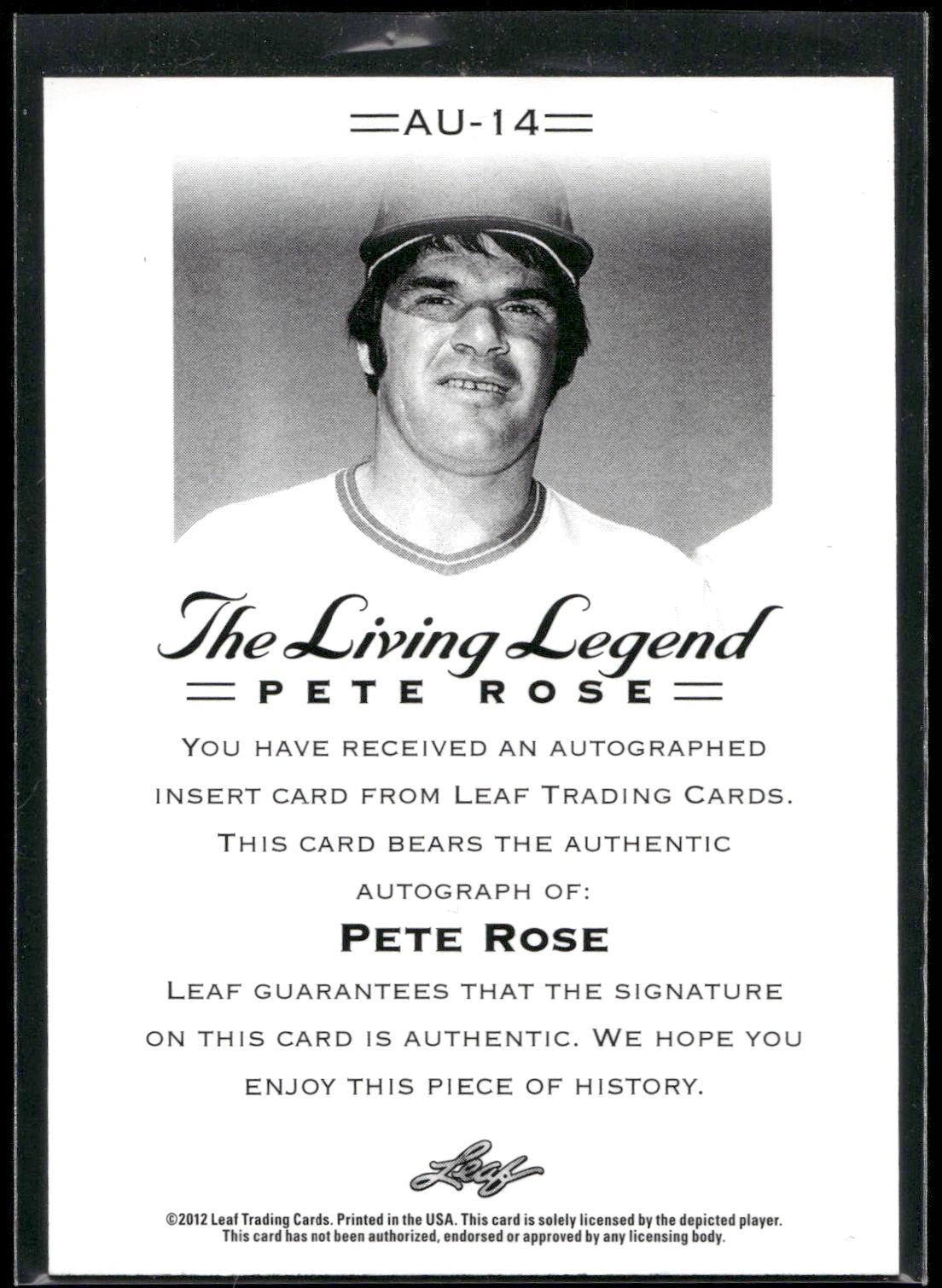 2012 Leaf Pete Rose The Living Legend #AU-14 Pete Rose Autographs