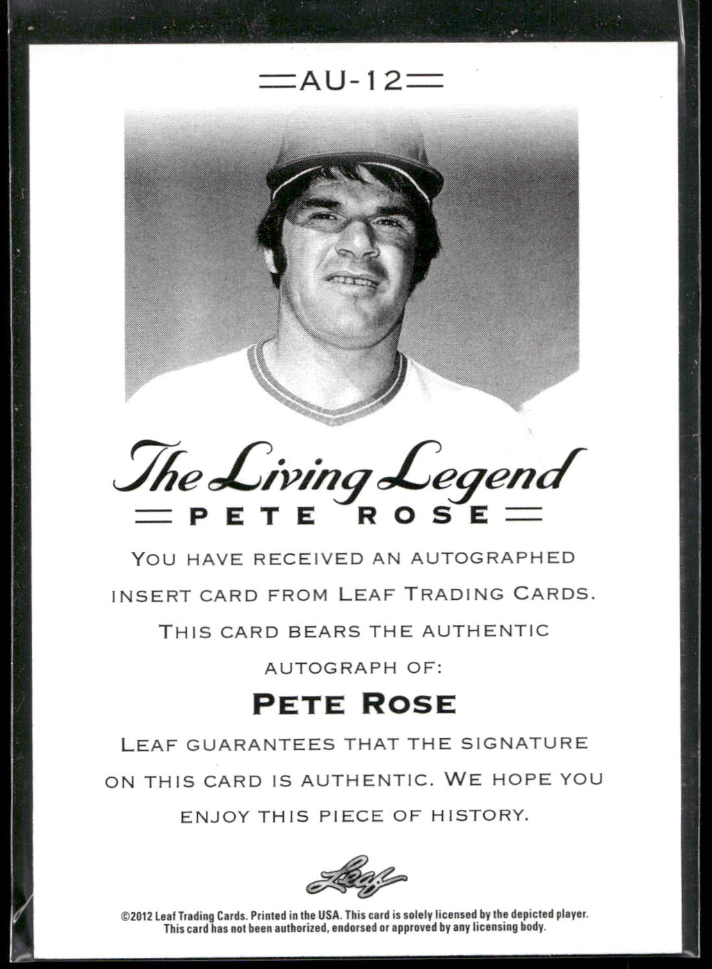2012 Leaf Pete Rose The Living Legend #AU-12 Pete Rose Autographs