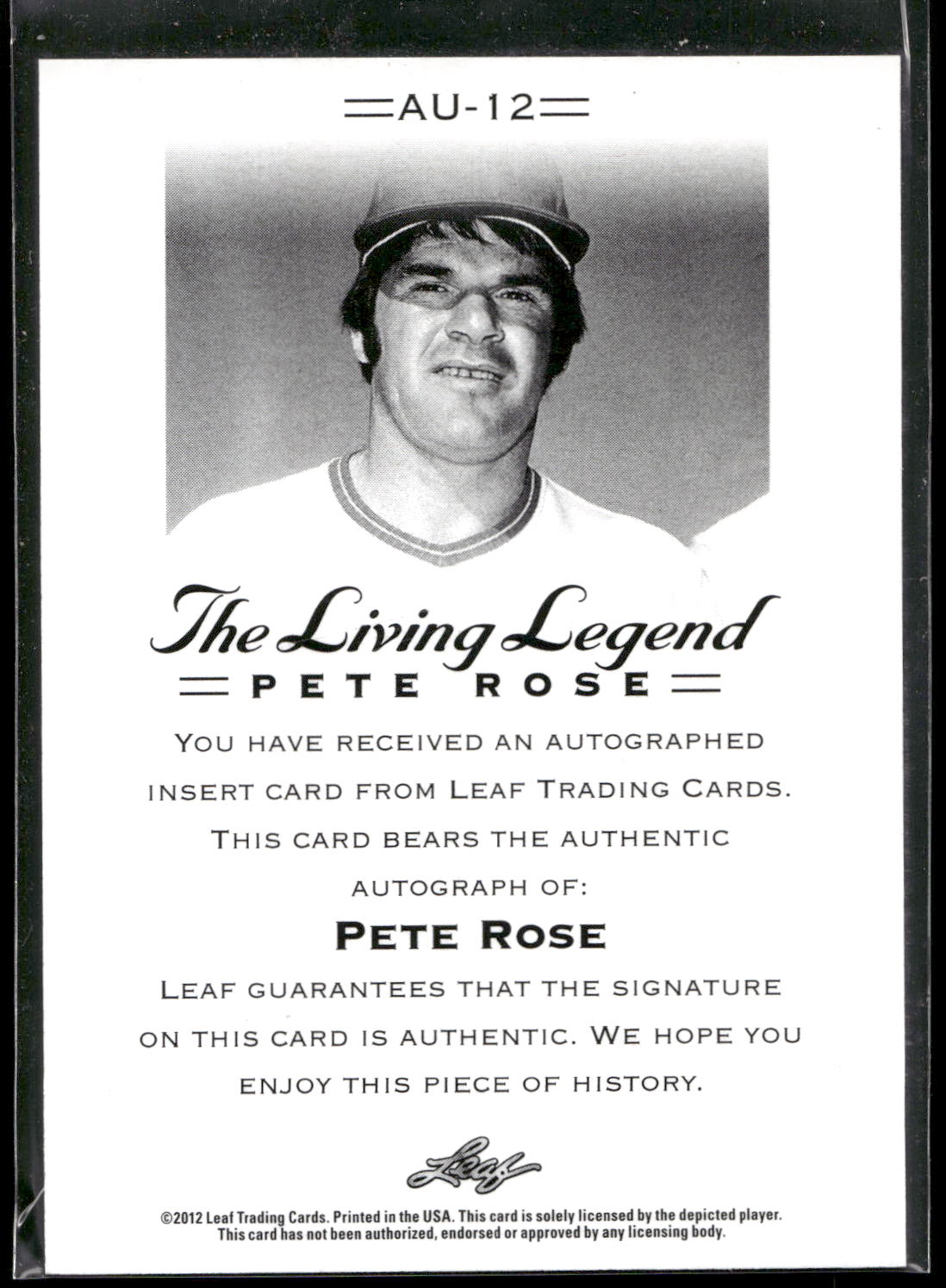 2012 Leaf Pete Rose The Living Legend #AU-12 Pete Rose Autographs